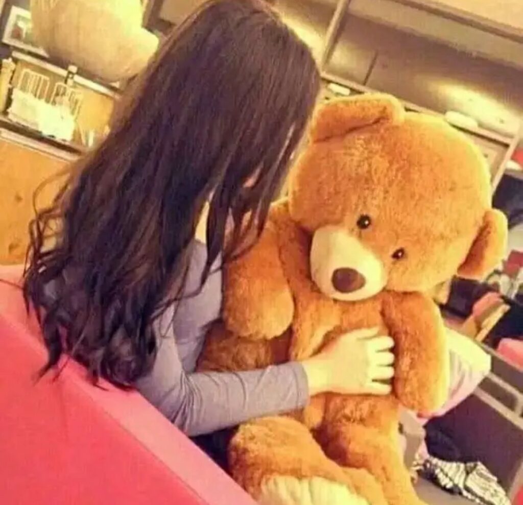 Sad alone girl with teddy bear for Whatsapp dp 