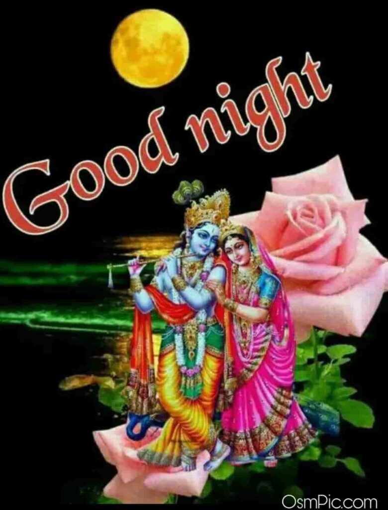 Good night Radha krishna love image to say good night